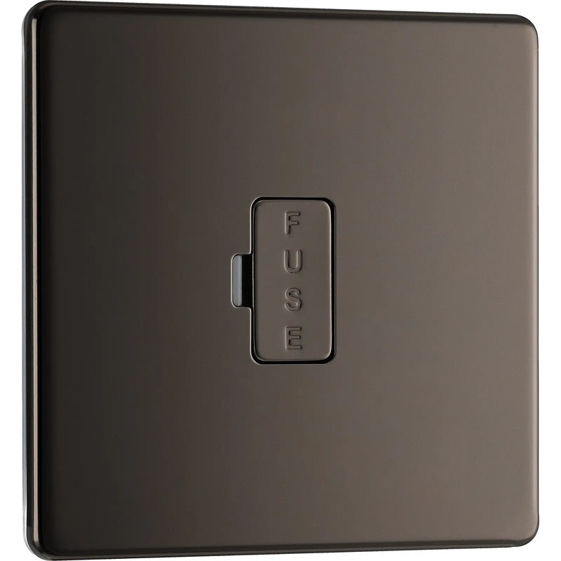 BG Electrical Flatplate Screwless Black Nickel - Unswitched and fused