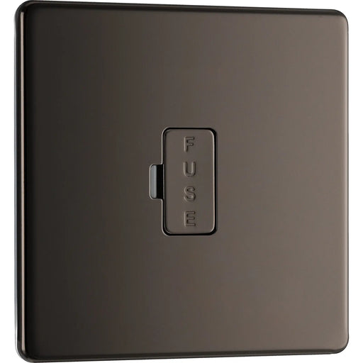 BG Electrical Flatplate Screwless Black Nickel - Unswitched and fused