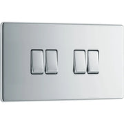 BG Electrical Flatplate Screwless Polished Chrome - Quadruple, 2 way switch