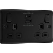 BG Electrical Nexus Metal Matt Black - Double switched single pole, with USB A + C (45W)