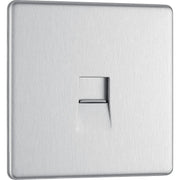 BG Electrical Flatplate Screwless Brushed Steel - Single, RJ11 telephone socket