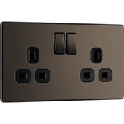 BG Electrical Flatplate Screwless Black Nickel - Double switched, double pole