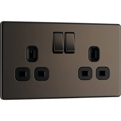 BG Electrical Flatplate Screwless Black Nickel - Double switched, double pole
