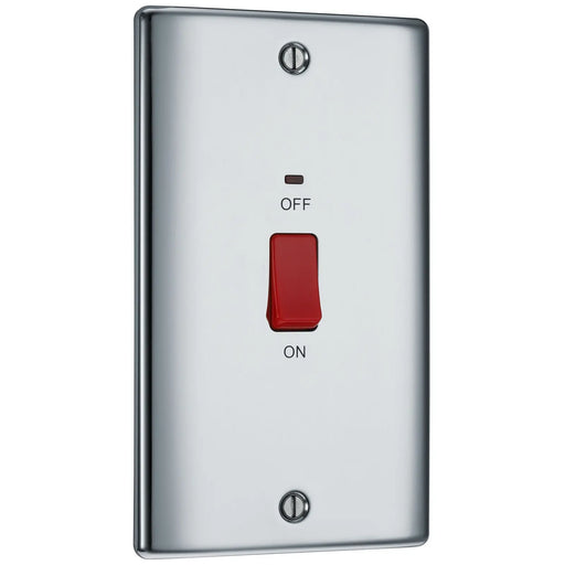BG Electrical Nexus Metal Polished Chrome - 45A, double pole, large plate, with indicator