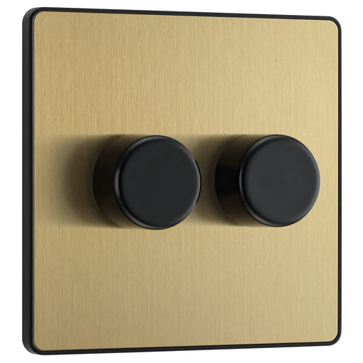 BG Electrical Evolve Satin Brass - Double, 2 way push 200W