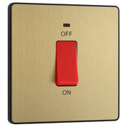 BG Electrical Evolve Satin Brass - 45A, double pole, single plate, with indicator