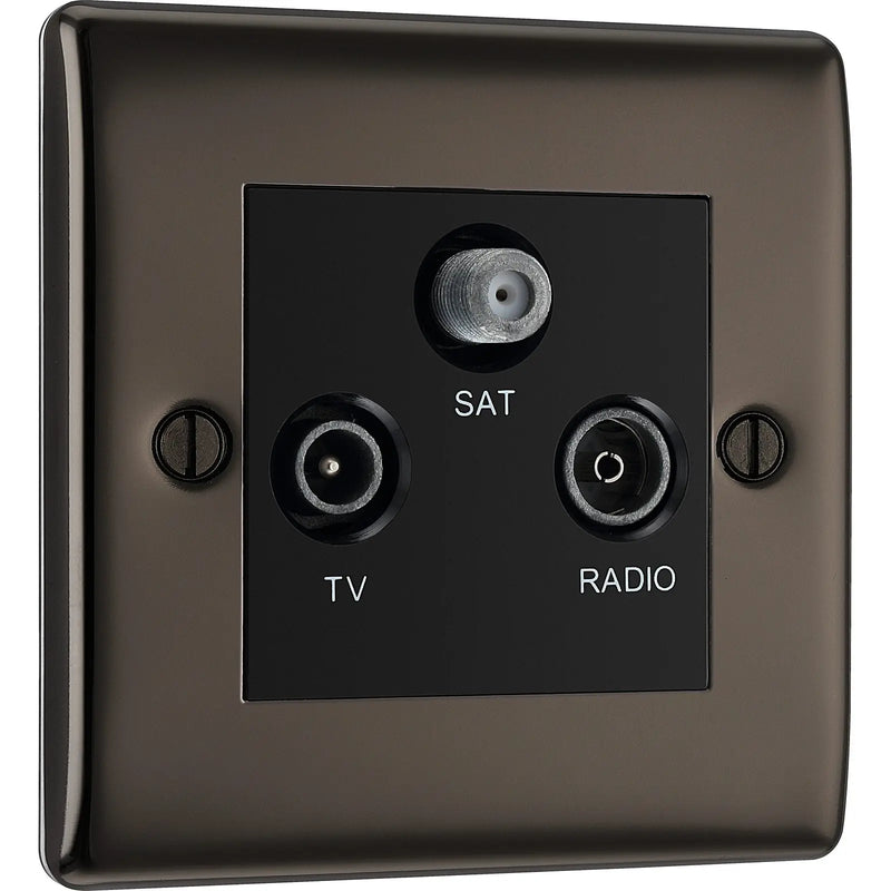 BG Electrical Nexus Metal Black Nickel - Triple TV/FM/SAT triplex - screened