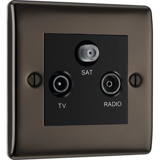 BG Electrical Nexus Metal Black Nickel - Triple TV/FM/SAT triplex - screened