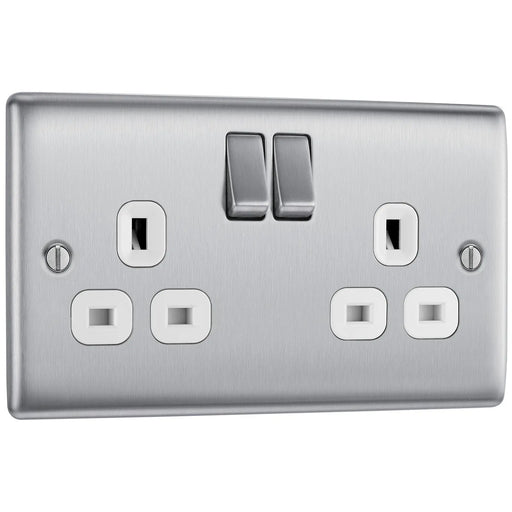 BG Electrical Nexus Metal Brushed Steel - Double, switched, double pole