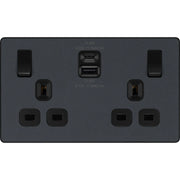 BG Electrical Evolve Matt Grey - Double switched single pole, with USB A + C (22W)