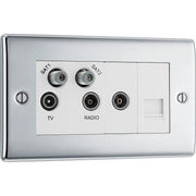 BG Electrical Nexus Metal Polished Chrome - Quadplex, 2 x sat, BT outlet and co-ax returned - screened
