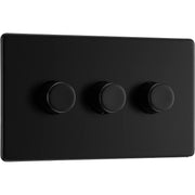 BG Electrical Flatplate Screwless Matt Black - Triple, 2 way push 200W