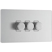 BG Electrical Evolve Brushed Steel - Triple, 2 way push 200W
