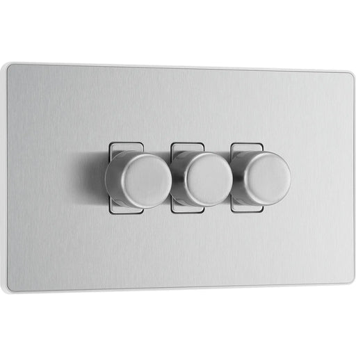 BG Electrical Evolve Brushed Steel - Triple, 2 way push 200W