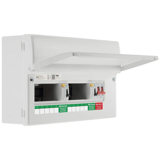 BG Circuit Protection Dual RCD SPD - 16 module, 10 way, 100A Main Switch, 2 x 100A Type A RCD
