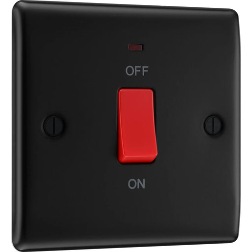 BG Electrical Nexus Metal Matt Black - 45A, double pole, single plate, with indicator