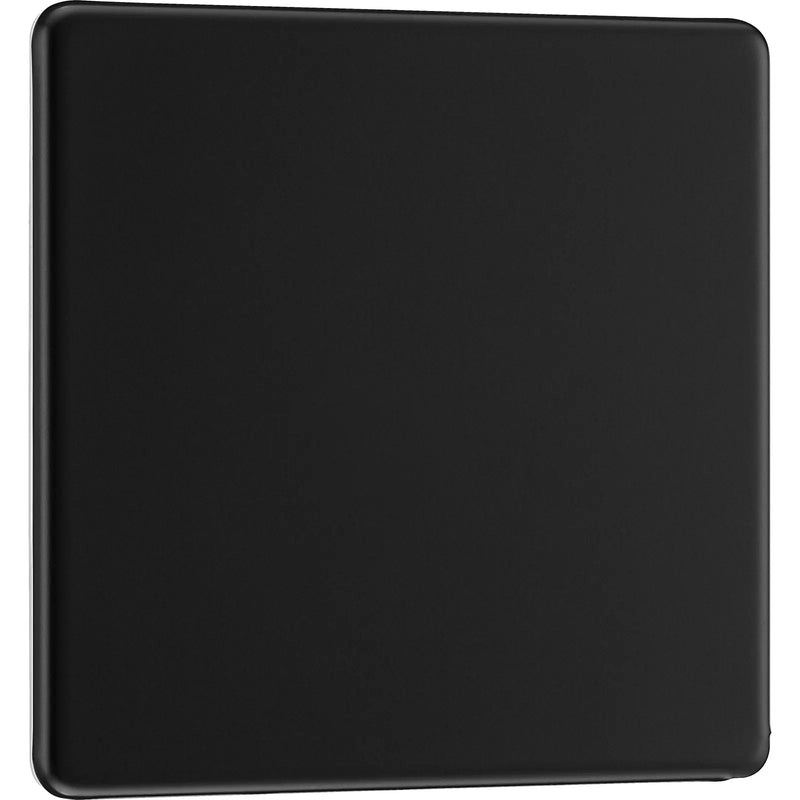 BG Electrical Flatplate Screwless Matt Black - Single, blank plate