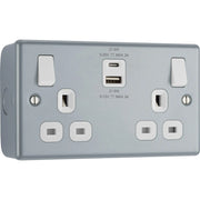 BG Electrical Metal Clad - Double switched single pole, with USB A + C (22W)