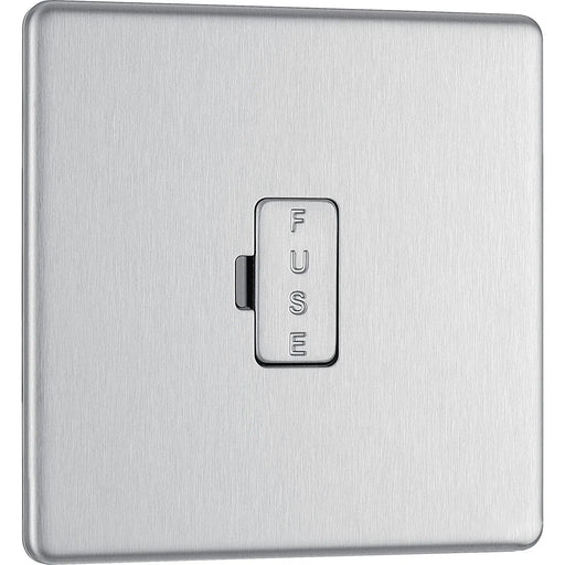 BG Electrical Flatplate Screwless Brushed Steel - Unswitched and fused