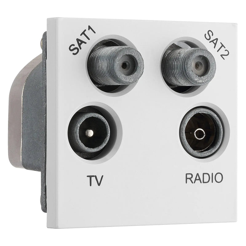 BG Electrical Euro Module - TV radio and dual satellite module - TV IEC male, radio IEC female, dual satellite female