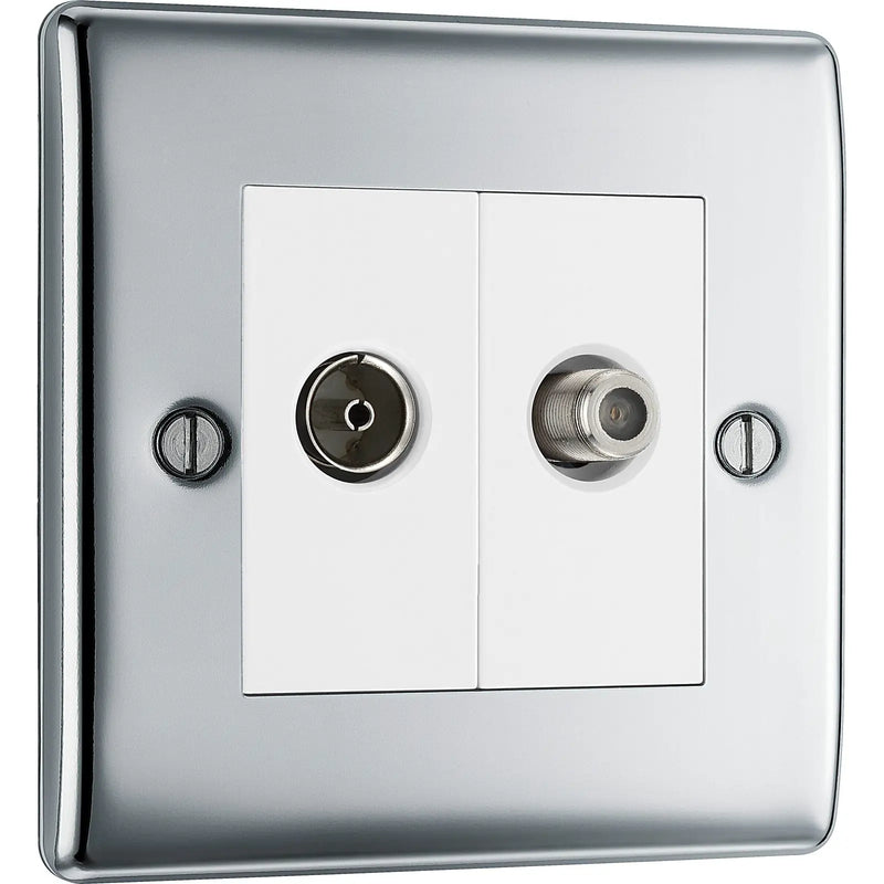 BG Electrical Nexus Metal Polished Chrome - Double, satellite and co-axial