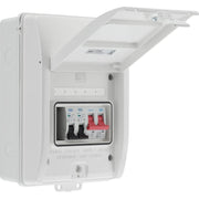 BG Circuit Protection IP65 Weatherproof - 5 module, 3 way, 100A Main Switch, 2 MCB's