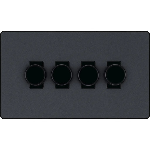 BG Electrical Evolve Matt Grey - Quadruple, 2 way push 200W