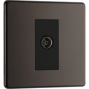 BG Electrical Flatplate Screwless Black Nickel - Single isolated, co-axial