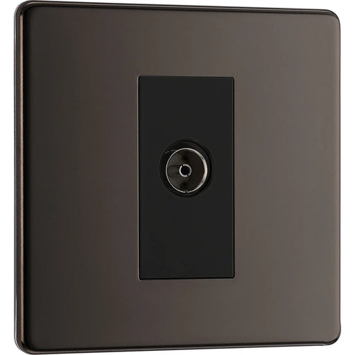 BG Electrical Flatplate Screwless Black Nickel - Single isolated, co-axial