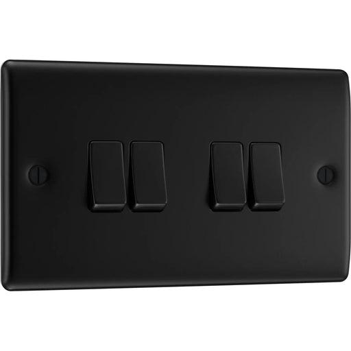 BG Electrical Nexus Metal Matt Black - Quadruple, 2 way switch