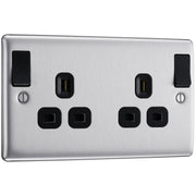 BG Electrical Nexus Metal Brushed Steel - Double, switched, double pole, outboard rockers