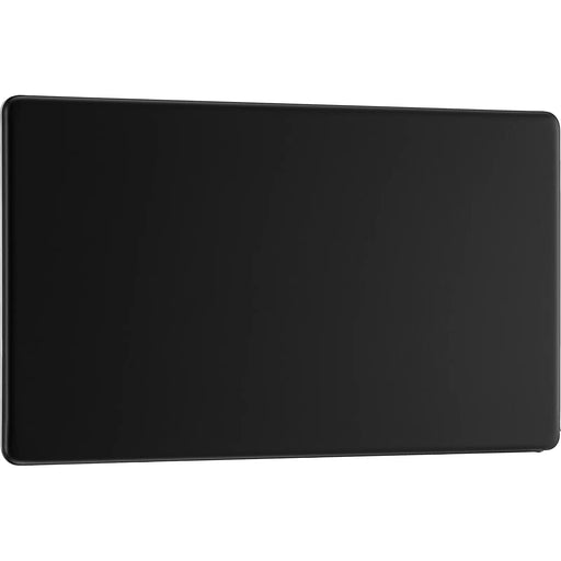 BG Electrical Flatplate Screwless Matt Black - Double, blank plate