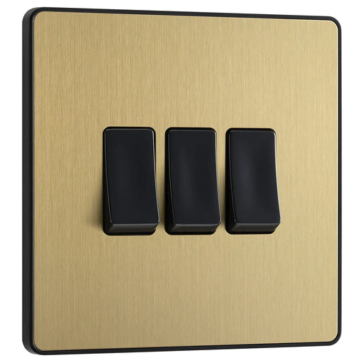 BG Electrical Evolve Satin Brass - Triple, 2 way switch