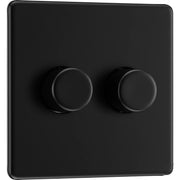 BG Electrical Flatplate Screwless Matt Black - Double, 2 way push 200W