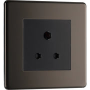 BG Electrical Flatplate Screwless Black Nickel - 5A single, unswitched, round pin