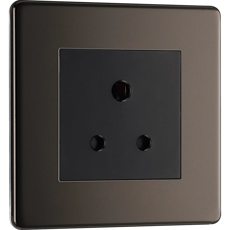 BG Electrical Flatplate Screwless Black Nickel - 5A single, unswitched, round pin