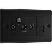 BG Electrical Nexus Metal Matt Black - Triplex with BT outlet and co-axial return - screened
