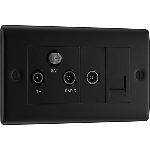 BG Electrical Nexus Metal Matt Black - Triplex with BT outlet and co-axial return - screened