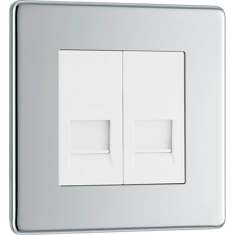 BG Electrical Flatplate Screwless Polished Chrome - Double, telephone socket, master