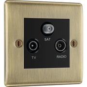 BG Electrical Nexus Metal Antique Brass - Triple TV/FM/SAT triplex - screened