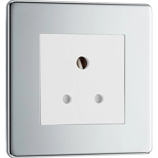 BG Electrical Flatplate Screwless Polished Chrome - 5A, single, unswitched, round pin