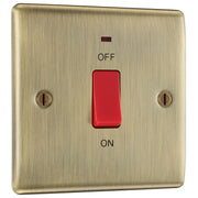 BG Electrical Nexus Metal Antique Brass - 45A, double pole, single plate, with indicator