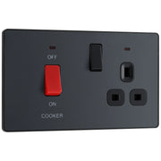 BG Electrical Evolve Matt Grey - 45A double pole with switched socket and indicators