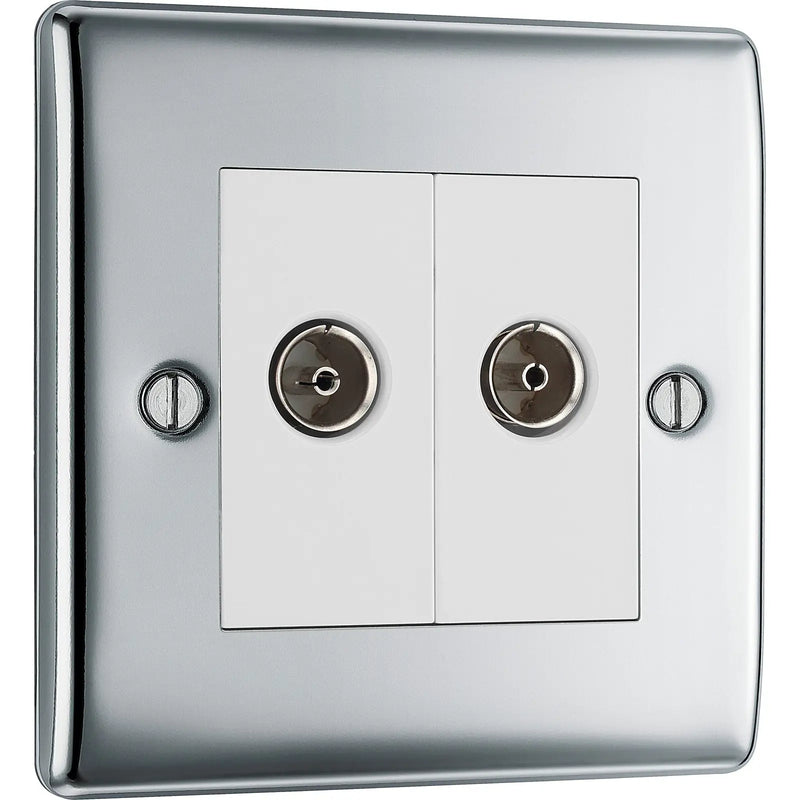 BG Electrical Nexus Metal Polished Chrome - Double, TV/FM