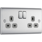 BG Electrical Nexus Metal Brushed Steel - Double, switched, double pole