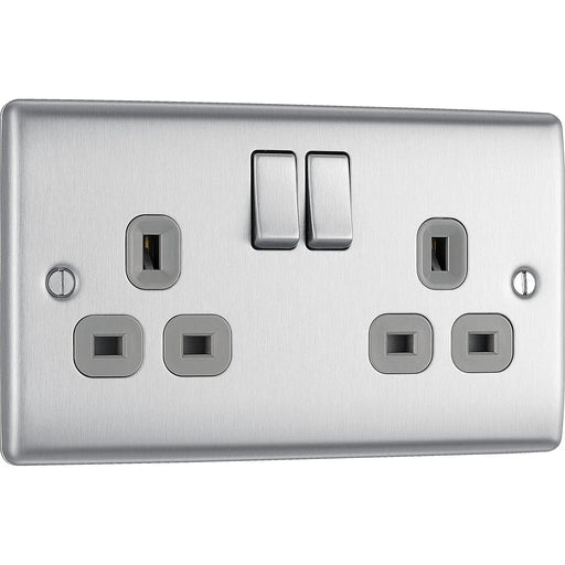 BG Electrical Nexus Metal Brushed Steel - Double, switched, double pole