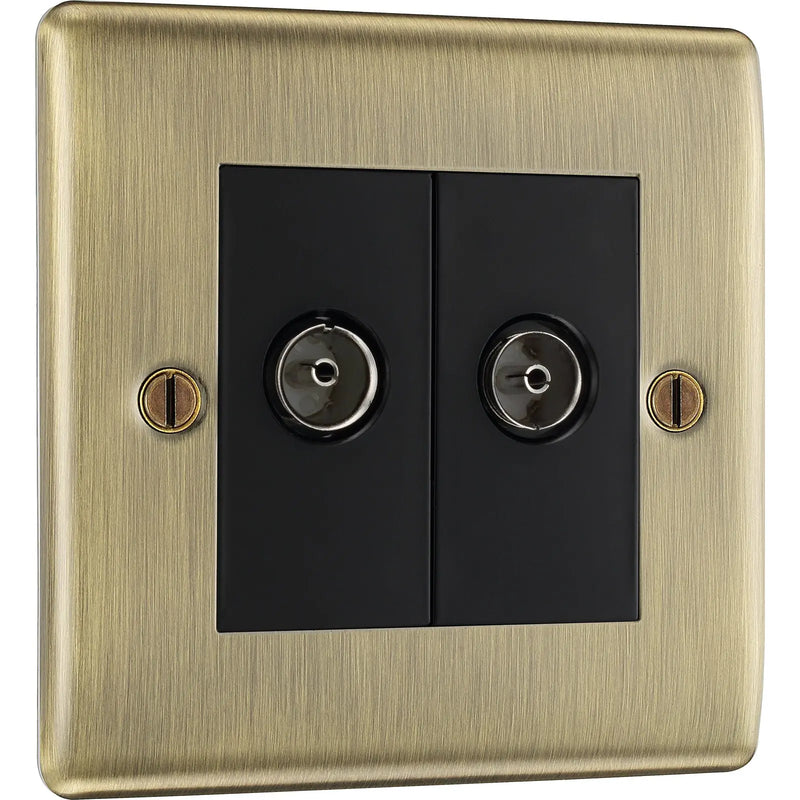 BG Electrical Nexus Metal Antique Brass - Double, TV/FM