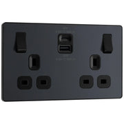 BG Electrical Evolve Matt Grey - Double switched single pole, with USB A + C (45W)