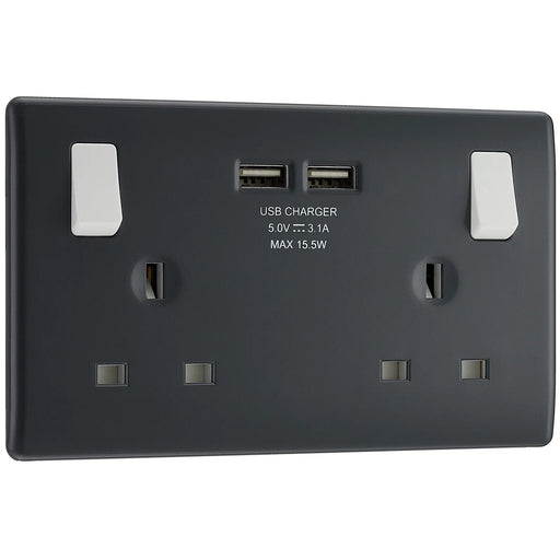 BG Electrical Part M - Double switched, single pole, with 2 x USB A