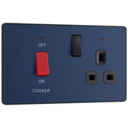 BG Electrical Evolve Matt Blue - 45A double pole with switched socket and indicators